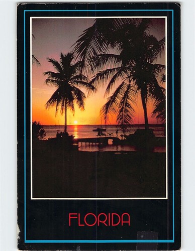 Postcard sunset beach scene - postcard,